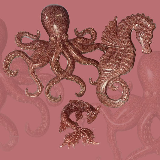 Octopus Wall Decor "Rose Gold Sparkle 9" x 8"