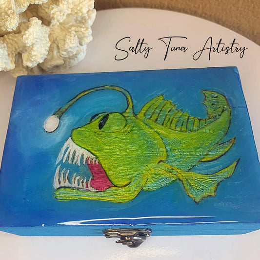 Keepsake Jewelry Box "What's your Angler" 6 x 4 x 2 in.