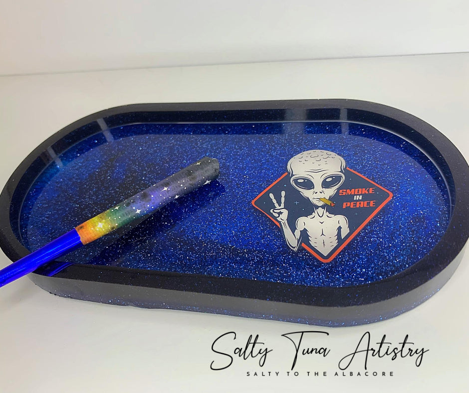 Trinket Tray / Rolling Tray "Smoke in Peace" 7.5" x 4"