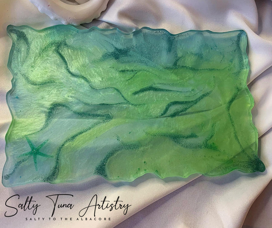 Vanity Tray or Charcuterie Board  "Sea Glass" 11 1/2" x 7"