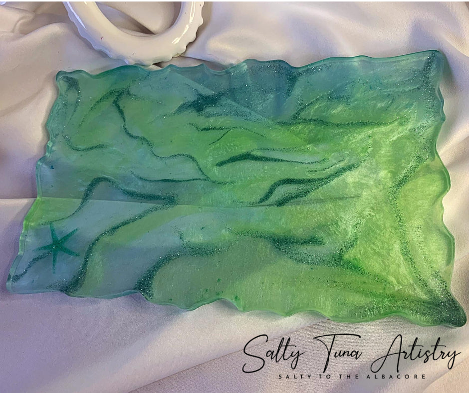 Vanity Tray or Charcuterie Board  "Sea Glass" 11 1/2" x 7"