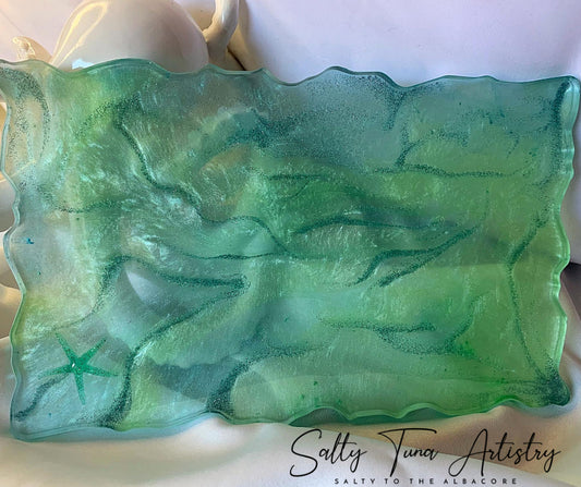 Vanity Tray or Charcuterie Board  "Sea Glass" 11 1/2" x 7"