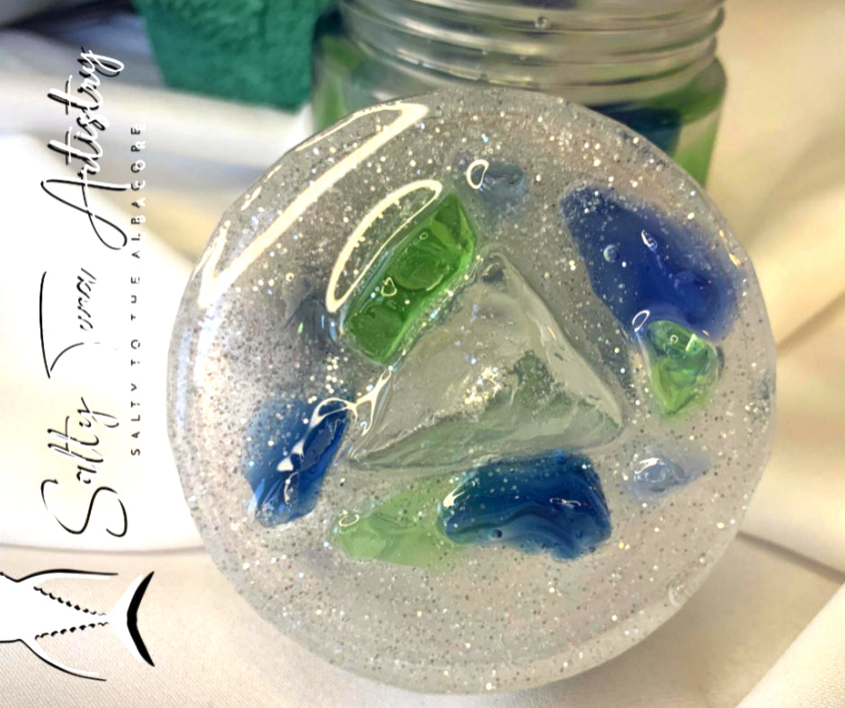 Decorative Jar "Sea Glass Jetty" 3.5" x 3.5"