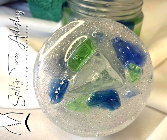 Decorative Jar "Sea Glass Jetty" 3.5" x 3.5"