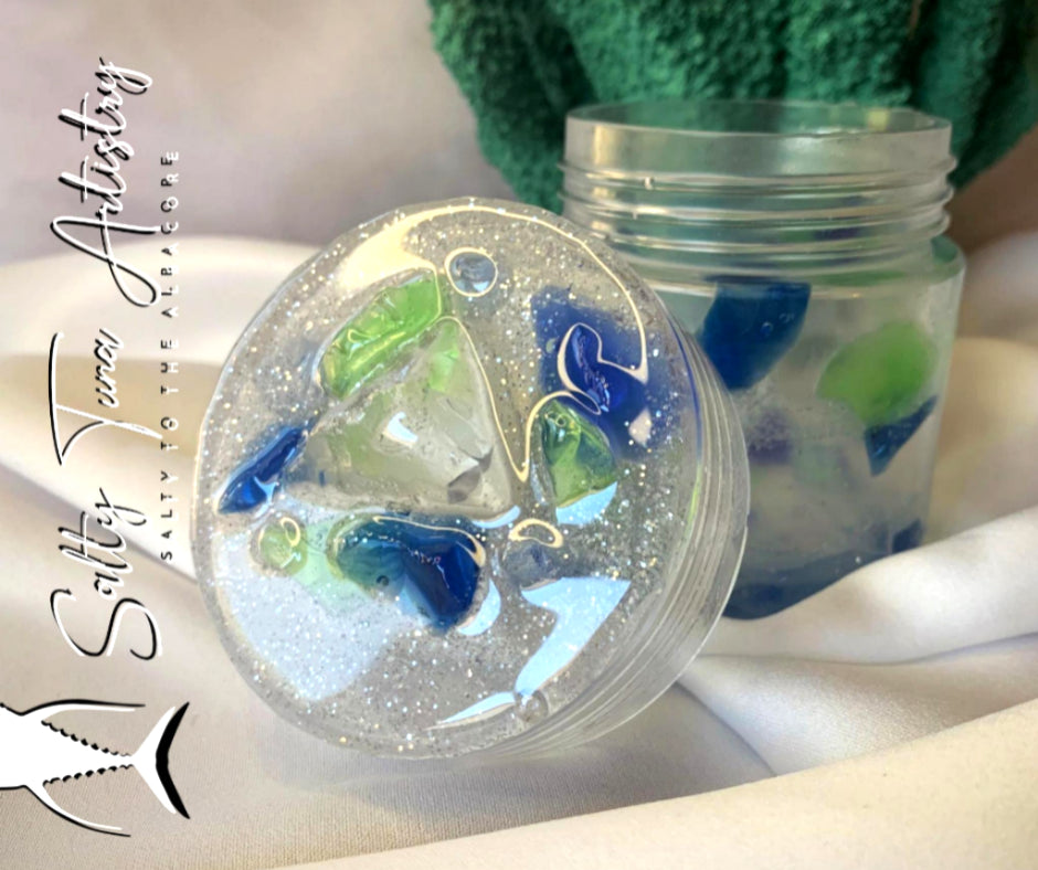 Decorative Jar "Sea Glass Jetty" 3.5" x 3.5"