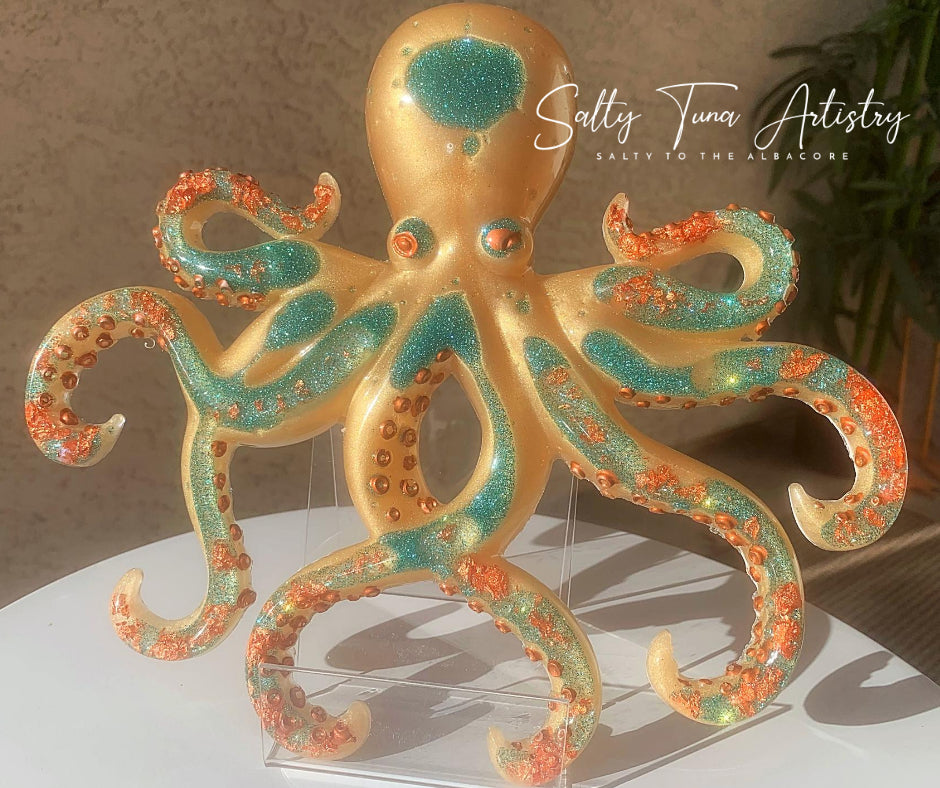 Octopus Wall Decor "Champagne and Sparkle" 9" x 8"