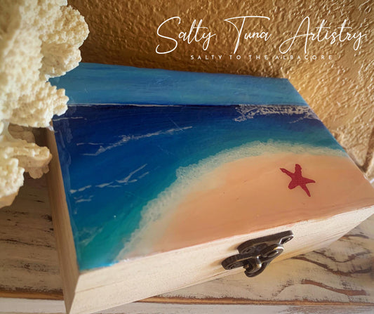 Keepsake Jewelry Box "Pink Sand Shore" 6 x 4 x 2 in.