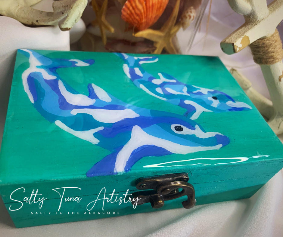 Keepsake Jewelry Box "Bonded Dolphins" 6 x 4 x 2 in.