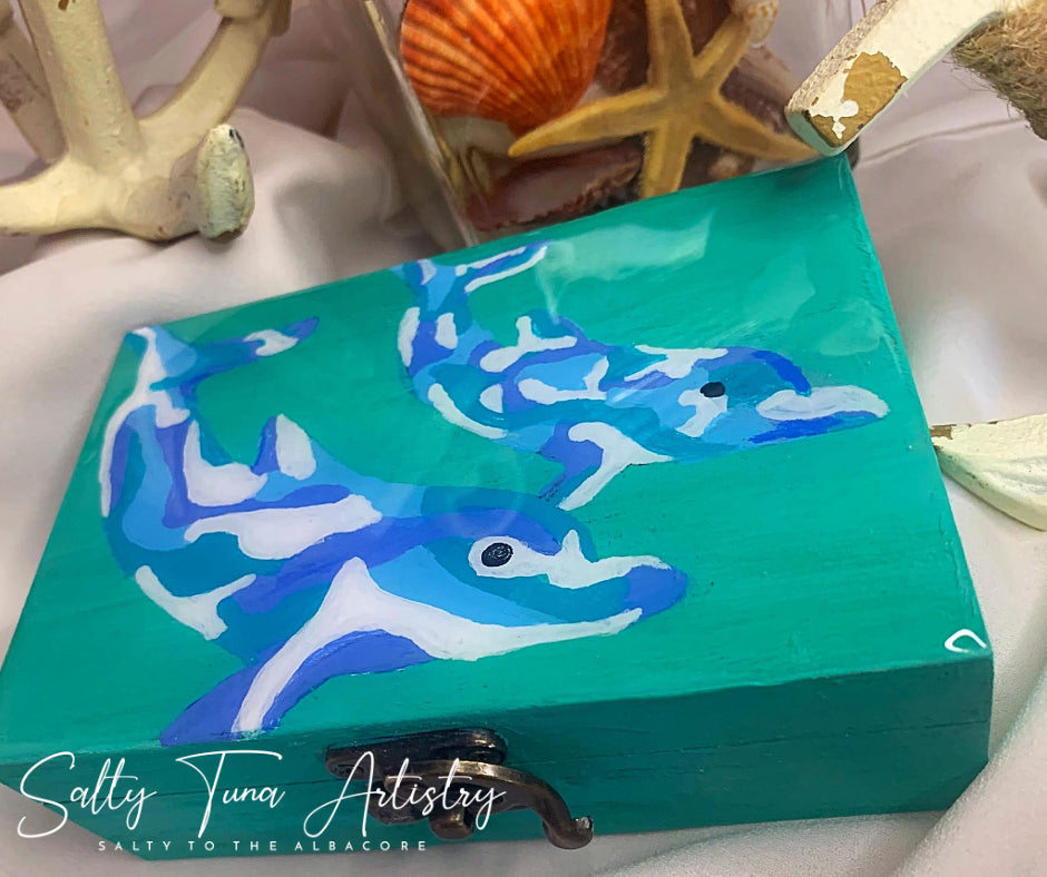 Keepsake Jewelry Box "Bonded Dolphins" 6 x 4 x 2 in.