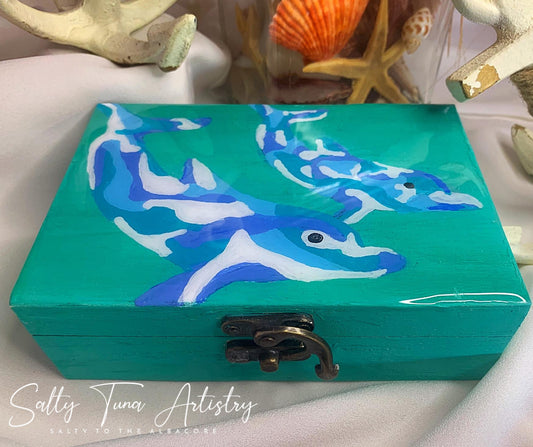 Keepsake Jewelry Box "Bonded Dolphins" 6 x 4 x 2 in.