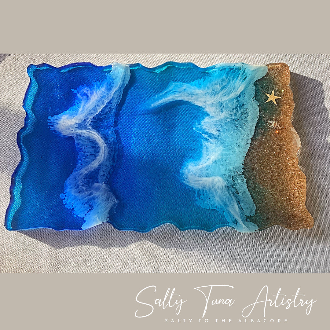 Vanity Tray or Charcuterie Board "Coastline" 11 1/2" x 7"