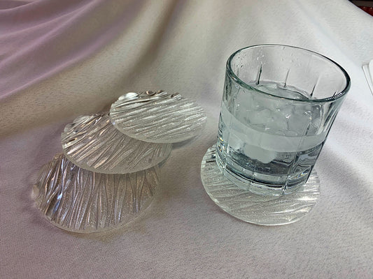 Ocean Wave Coasters "Clear & Sparkle" (Set of 4 coasters (4")