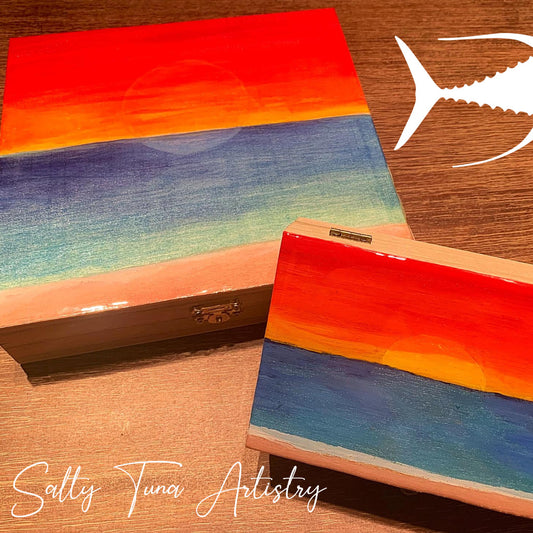 Decorative Cigar Box "Sunrise/Sunset" 8 1/4" x 8 1/4" x 1"