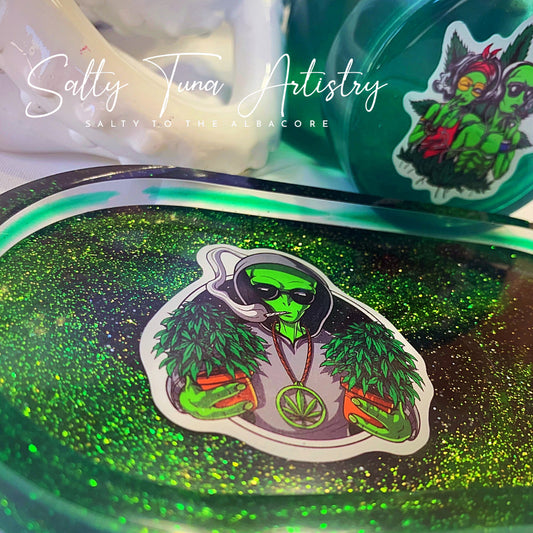 Rolling Tray and Stash Jar Set "Alien Harvest”