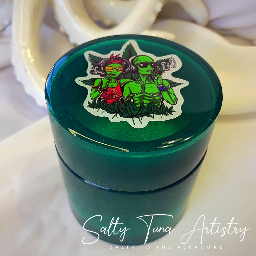 Rolling Tray and Stash Jar Set "Alien Harvest”